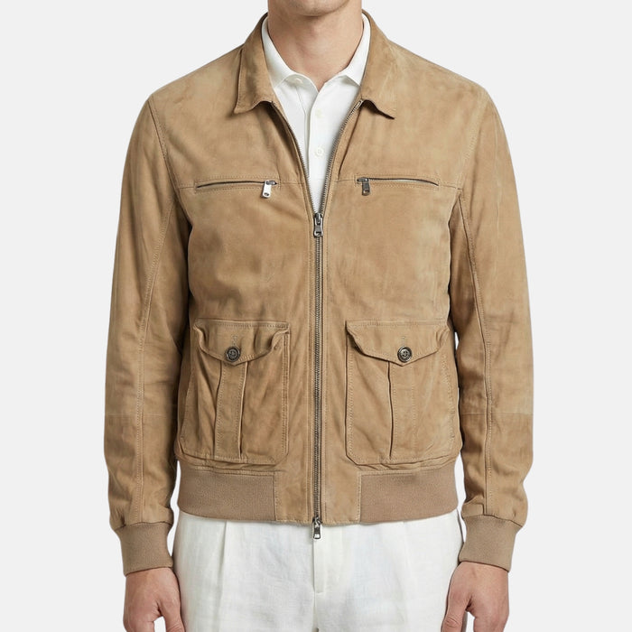 Beige Wildlederjacke (XL)