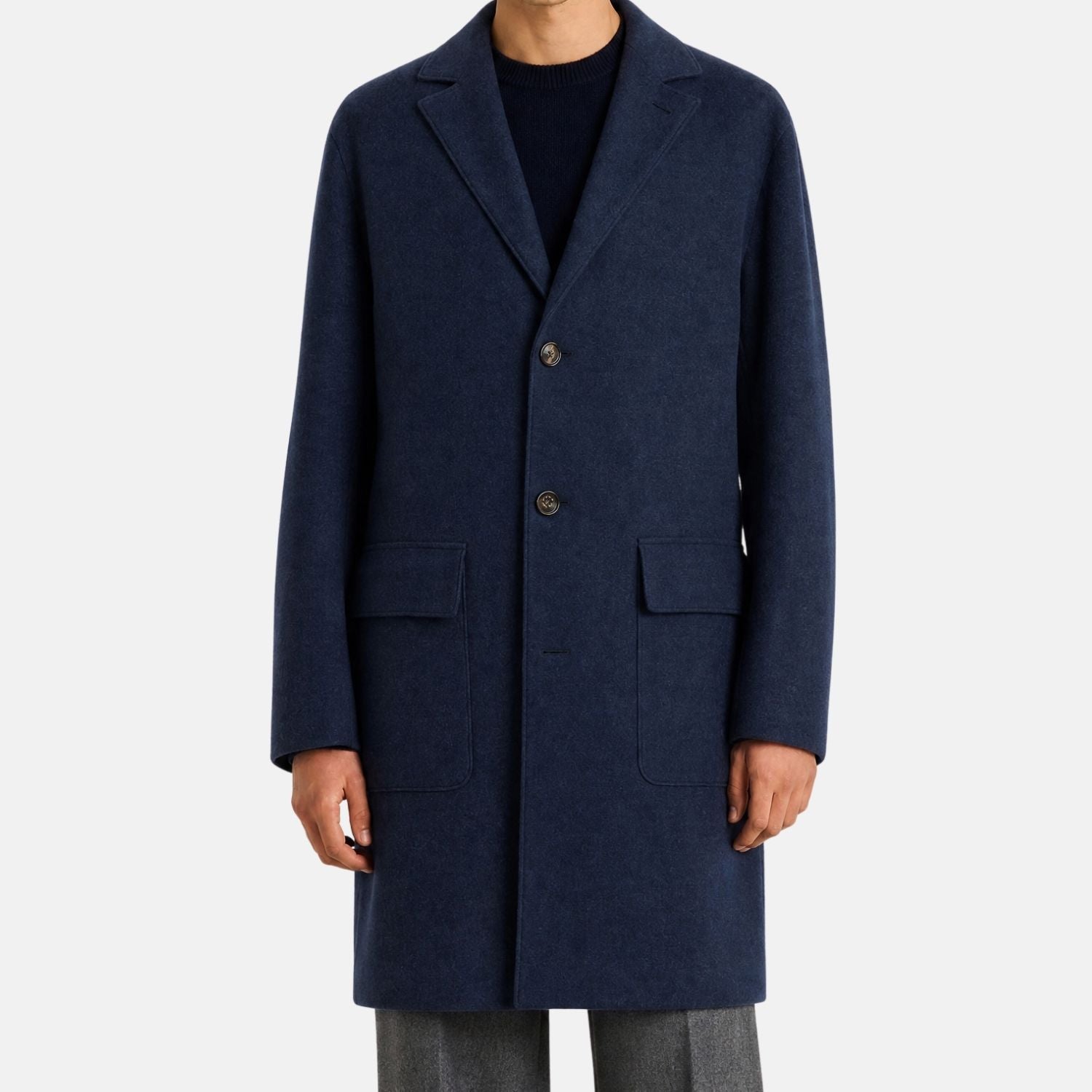 Blue Beaver Lined Cashmere Coat (M)