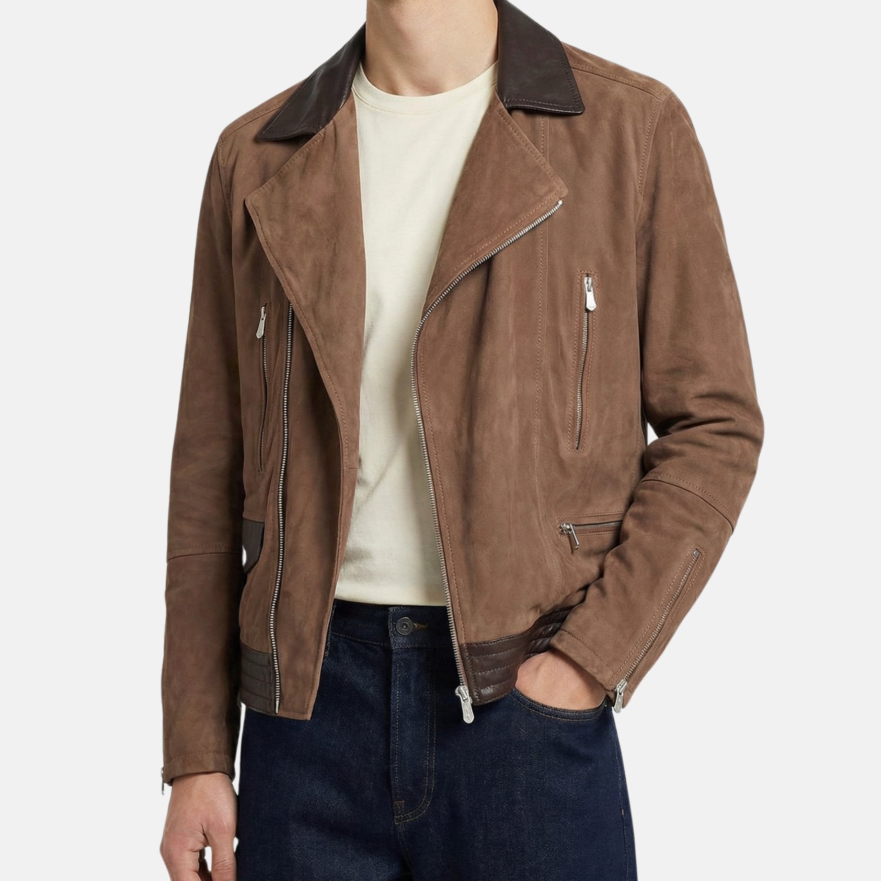 Brown Biker Leather Jacket (M)