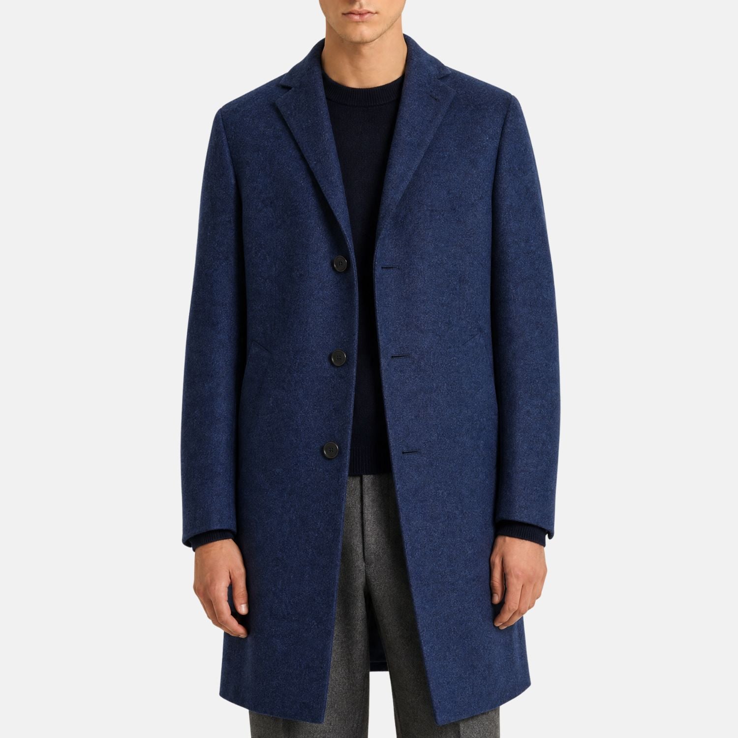 Zegna Cashmere Jersey Overcoat Navy
