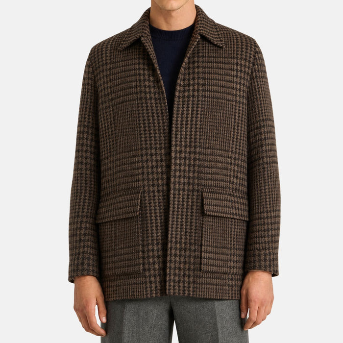 Loro Piana Alpaca Houndstooth Overcoat Brown (M)