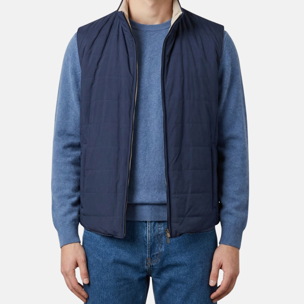 Navy/Beige Reversible Vest made of Nylon (XL)