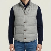 Grey Down Vest made of Hemp/Linen (L)