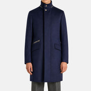 Loro Piana Montagna coat in navy vicuña with silk lining