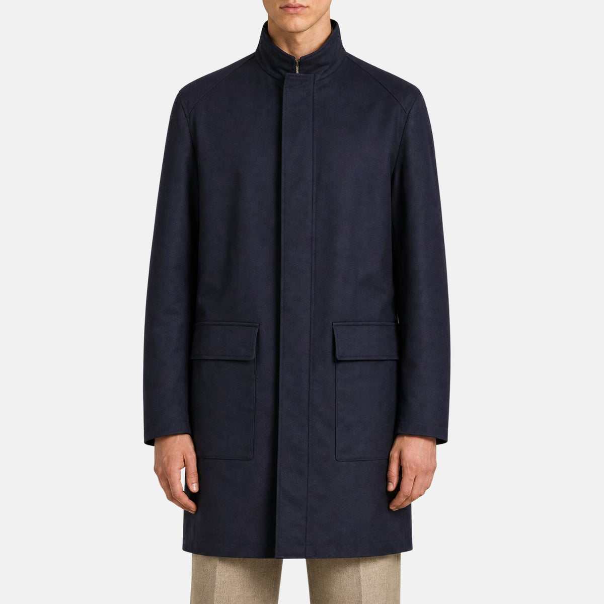 Loro Piana Gift of Kings Yorkville coat in navy merino wool