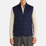 Loro Piana quilted gilet in navy vicuña, cashmere-lined