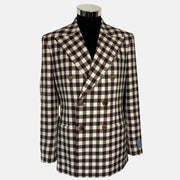 Brown-Beige Checked Blazer Made of Wool (50)