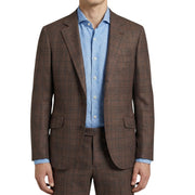 Brwon Checked Suit made of Linen/Wool/Silk (EU 46)