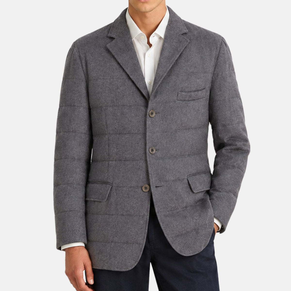 Loro Piana Vicuna Blend Puffer Jacket Grey Melange (XL)