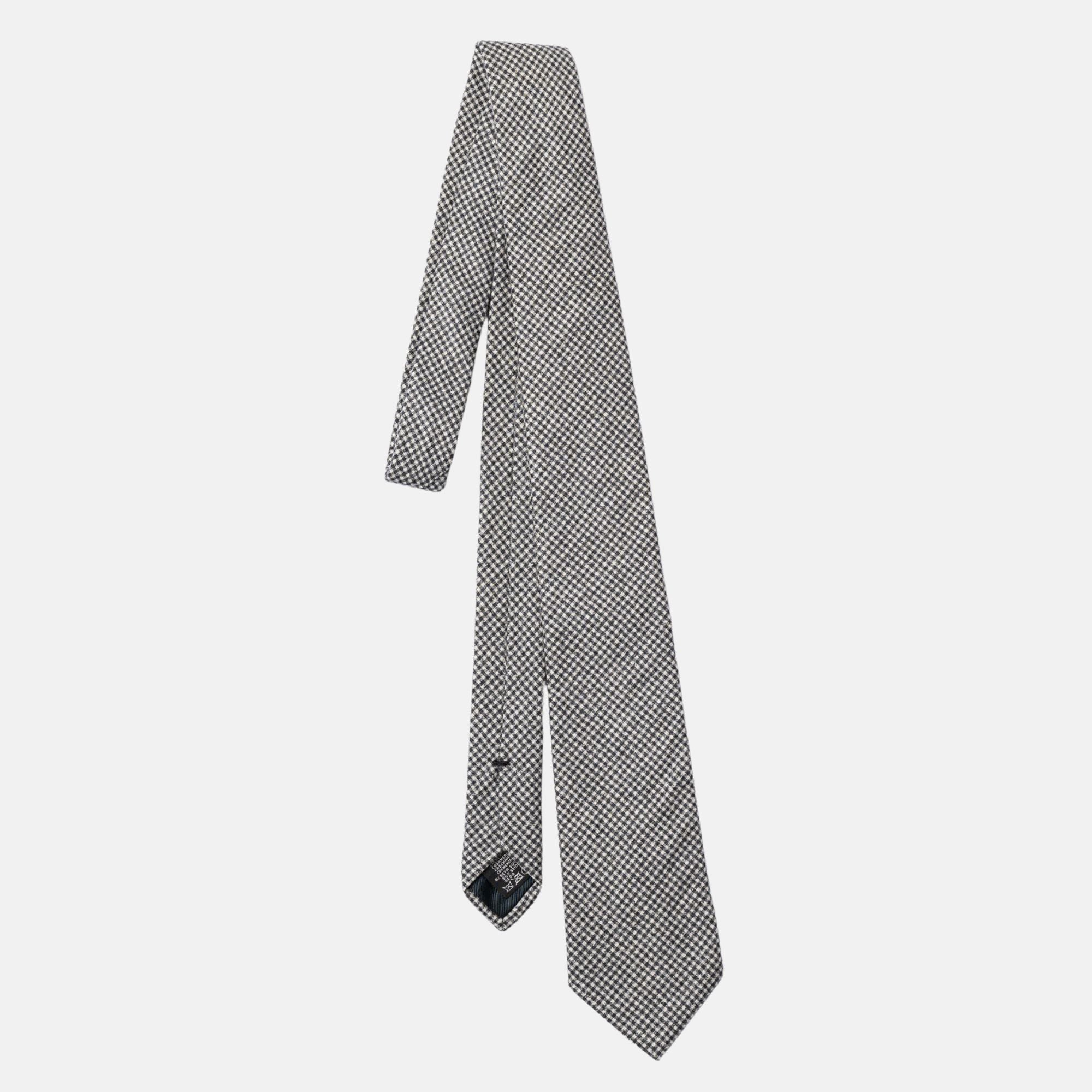 Black/Creme Tie Made of Cashmere/Silk