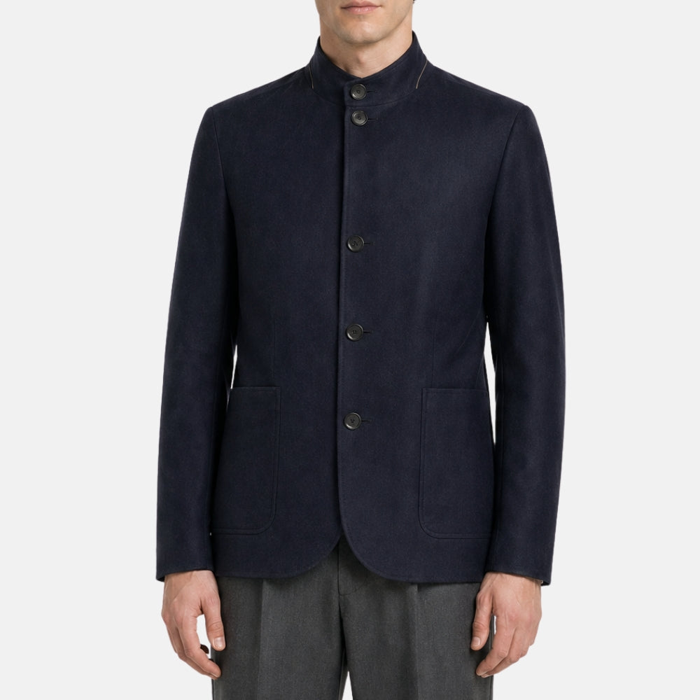 Navy Wool Jacket "Il Conte" made of Wool (Vellus Aureum) (EU 54)