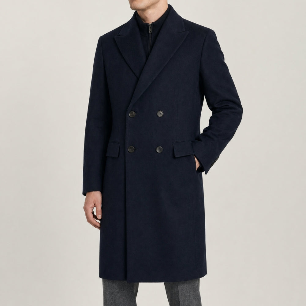 Navy Double-Breasted Coat made of Wool/Cashmere (EU 48)