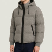Greige Down Quilted Cashmere Jacket (EU 48)