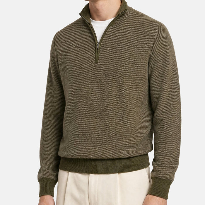 Khaki Striped Sweater "Roadster Pull" made of Cashmere (EU 46)