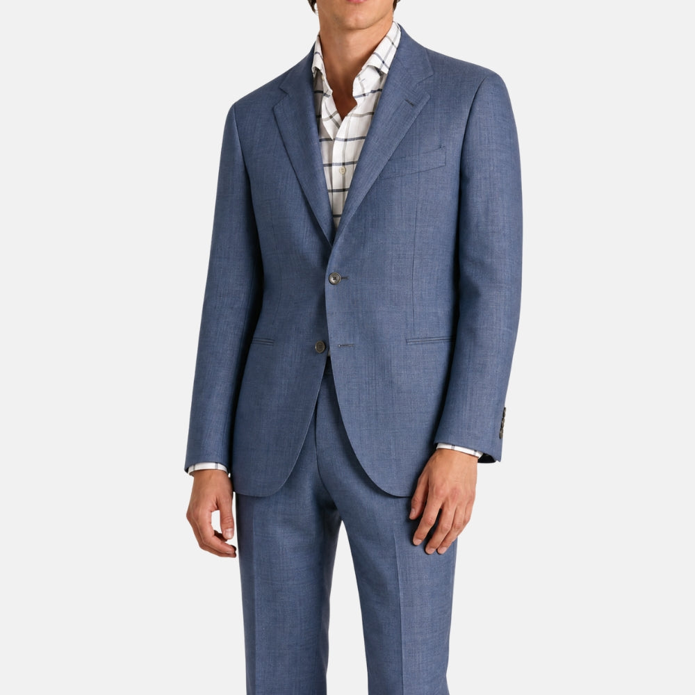Blue Checkered Suit made of Wool (Vintage) (EU 50)