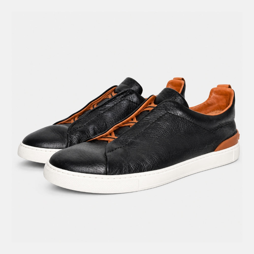 Black Leather Sneakers "Triple Stich" (EU 44)