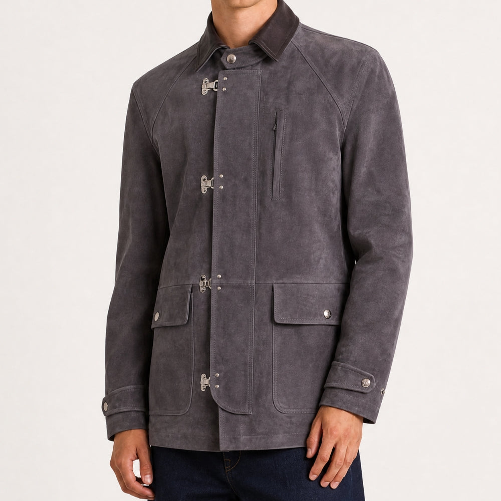 Grey Suede Fireman's Jacket (M)