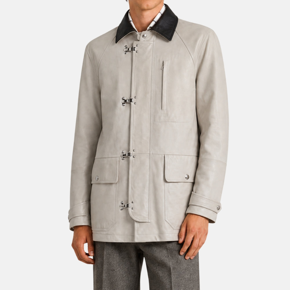 Light Beige Fireman's Jacket made of Suede (M)