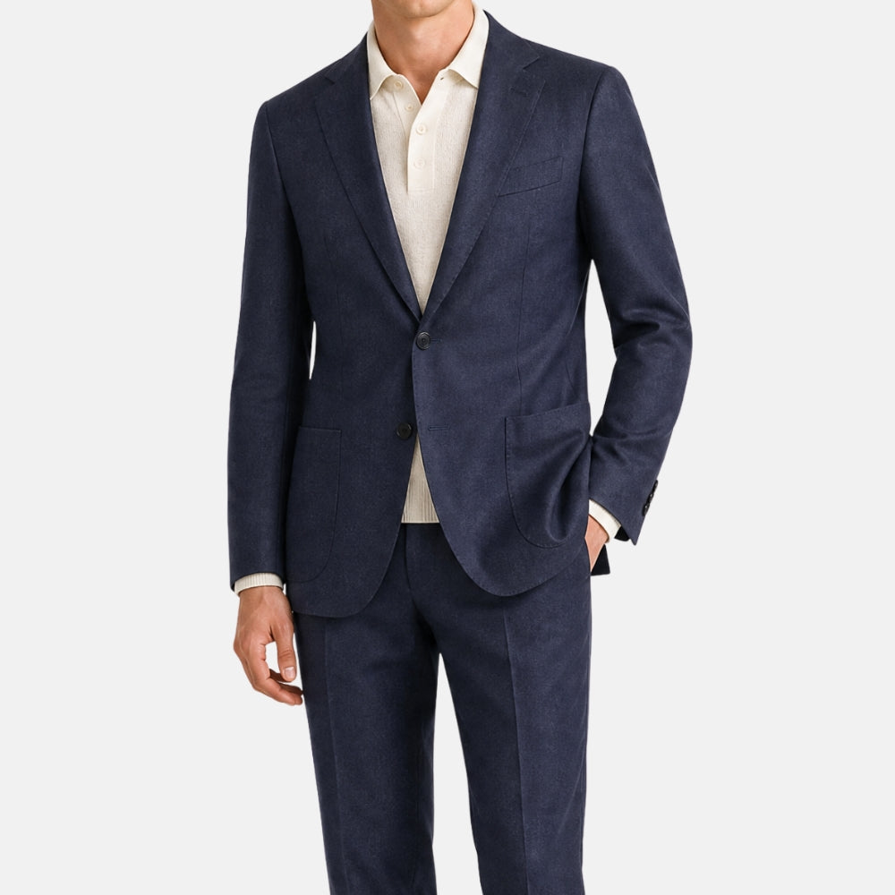 Navy Denim Wool Blend Sport Suit made of Cotton/Wool (EU 48)