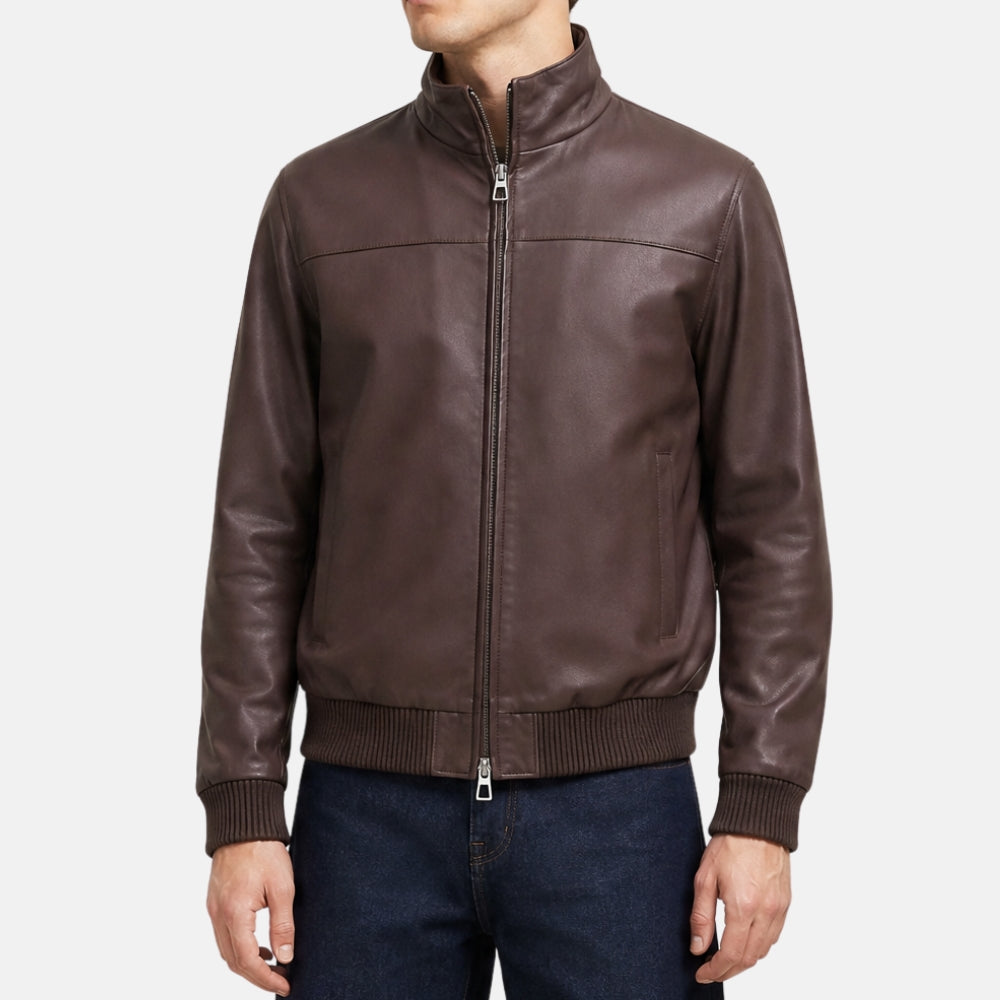 Brown Reindeer Leather Jacket with Castarino Lining (XL)