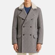 Grey Double Breasted Padded Cashmere Coat (EU 50)