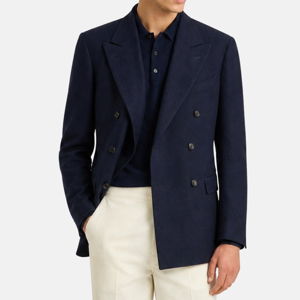 Navy Double Breasted Blazer made of Cashmere (EU 52)