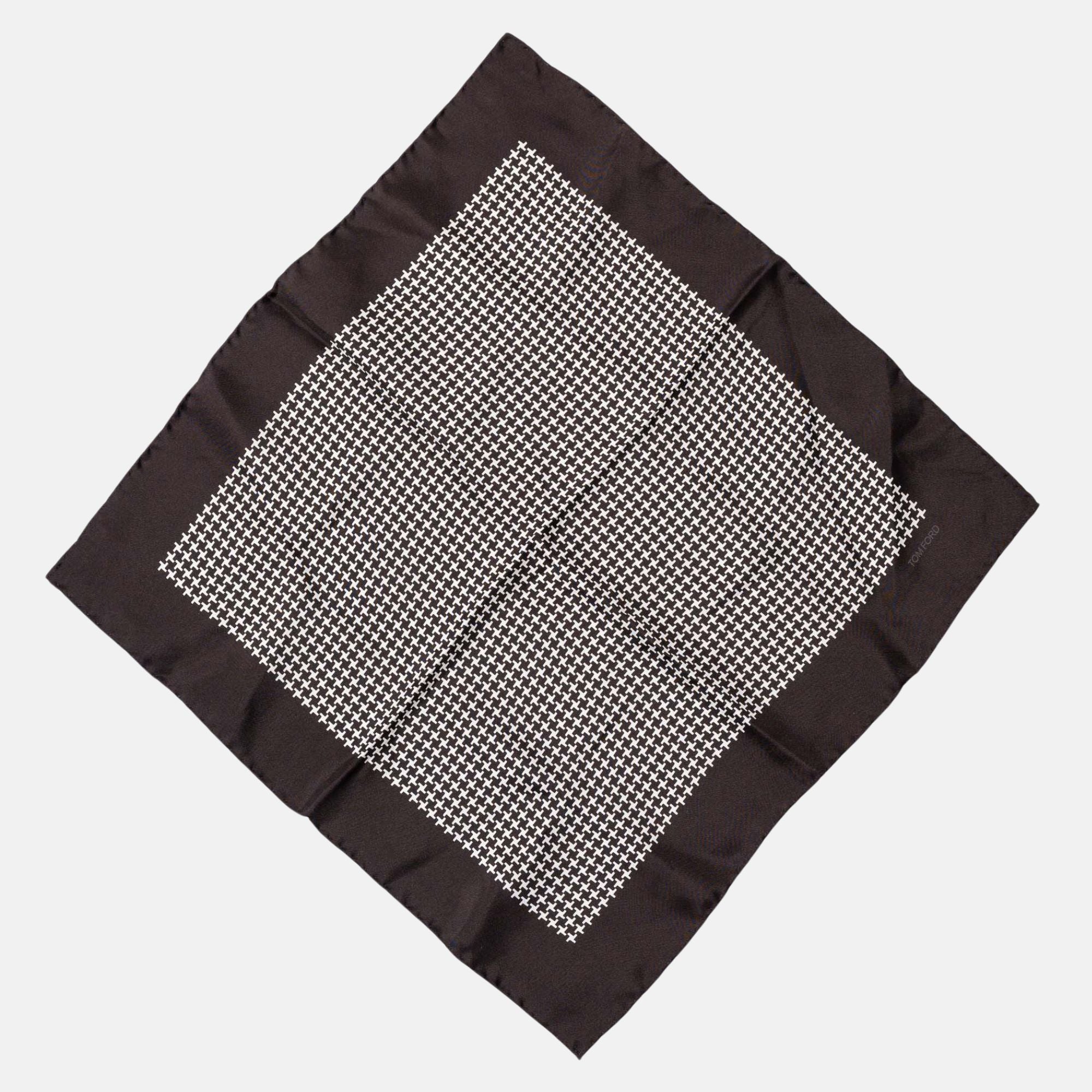 Brown/white Pocket Square Made of Silk