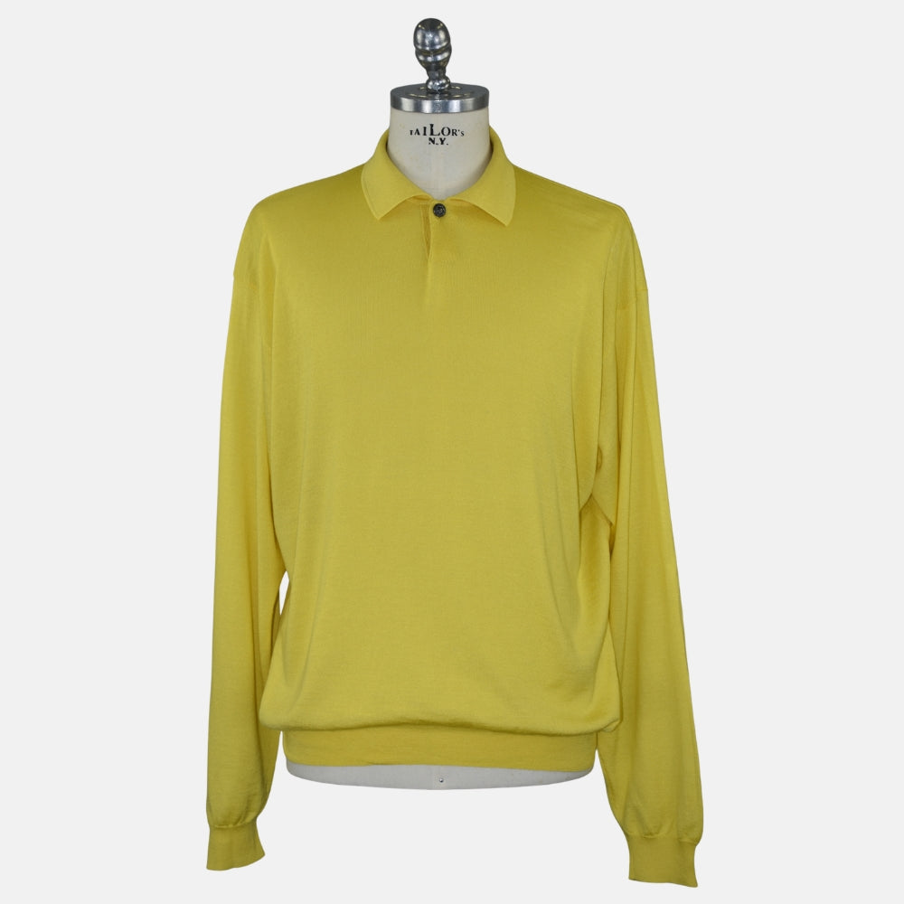 Yellow Cashmere/Silk/Wool Longsleeve Polo (EU 54)