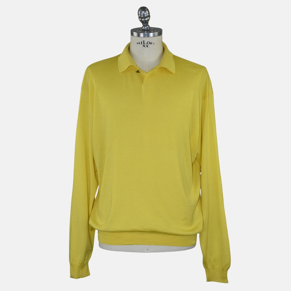 Yellow Cashmere/Silk/Wool Longsleeve Polo (EU 54)