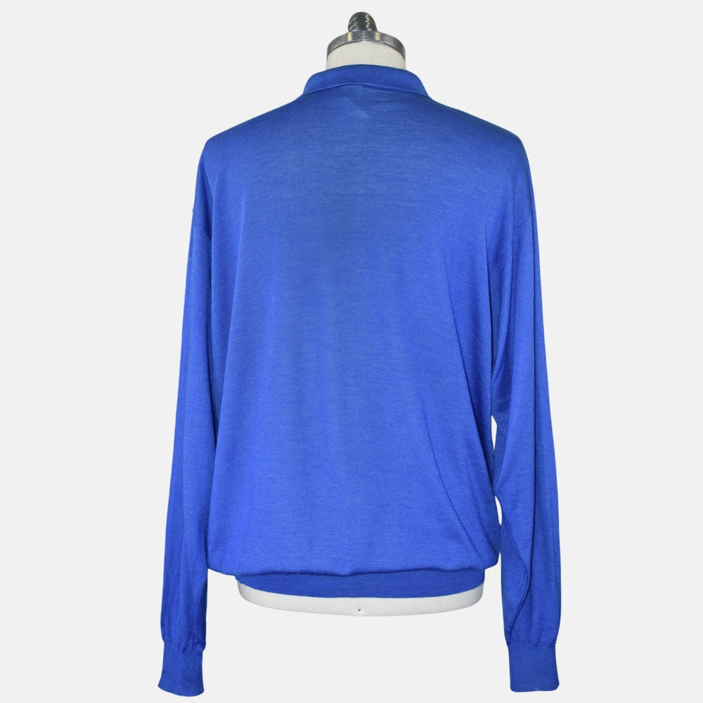 Blue Cashmere/Silk/Wool Longsleeve Polo (EU 54)