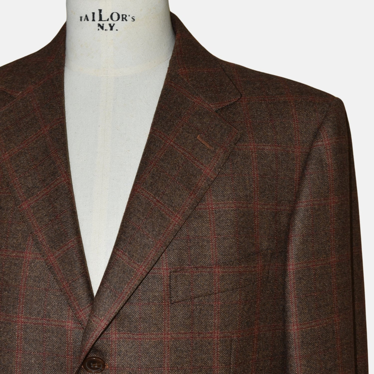 Brown-Red Check Wool Blazer