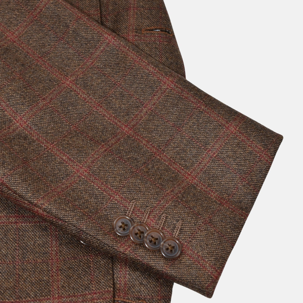 Brown-Red Check Wool Blazer