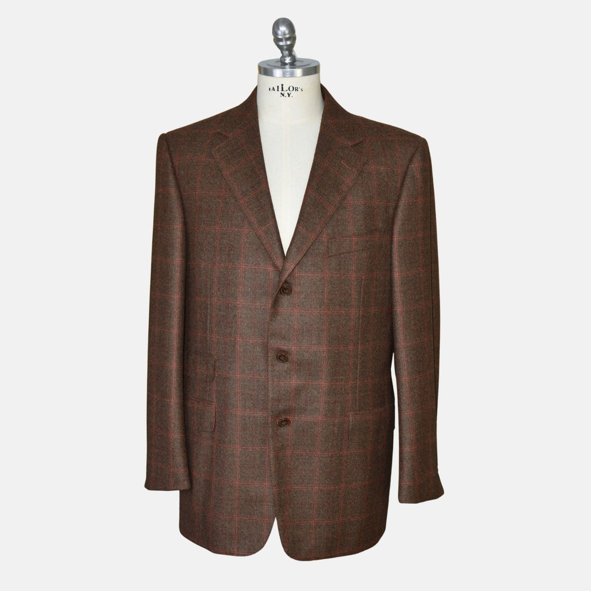Brown-Red Check Wool Blazer
