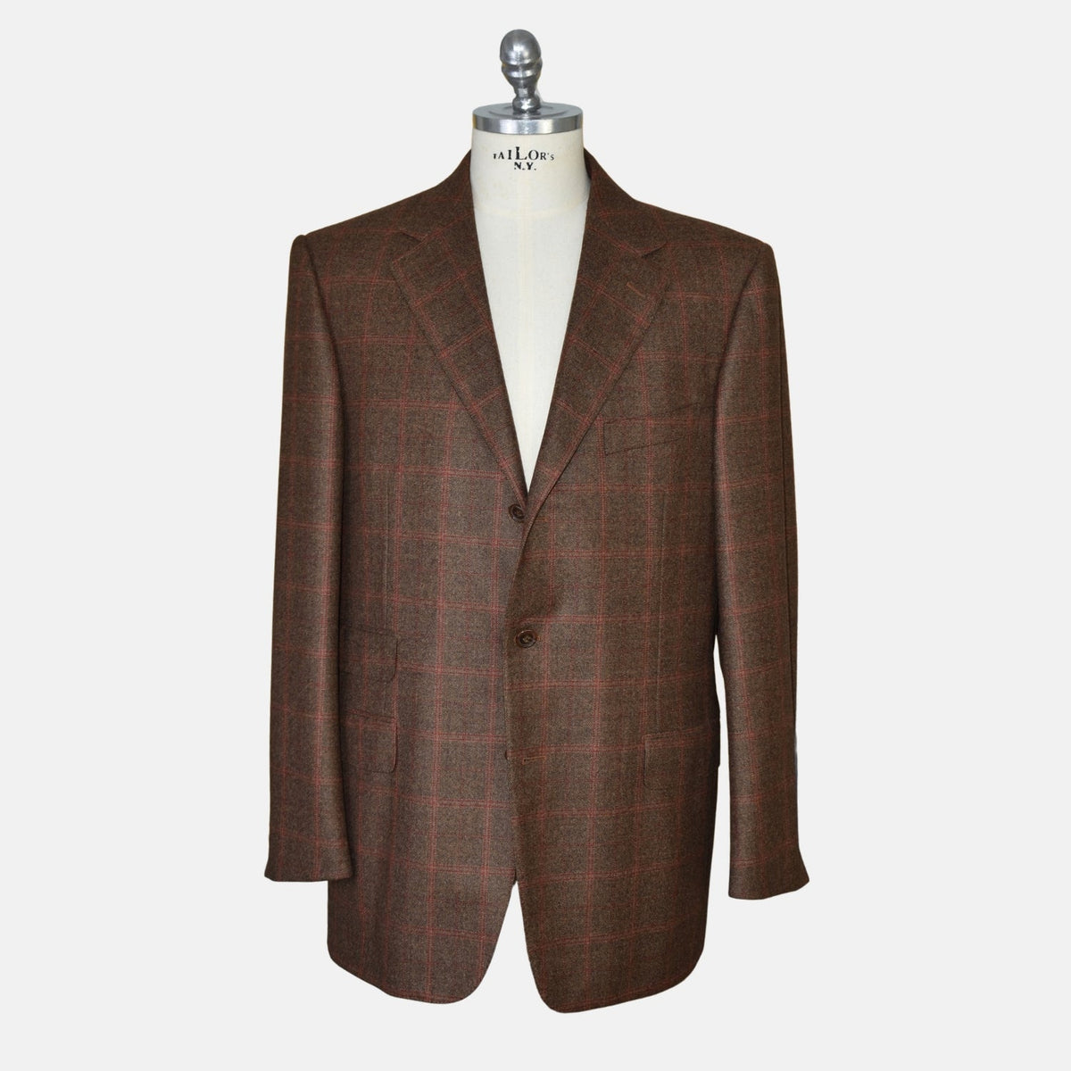 Brown-Red Check Wool Blazer