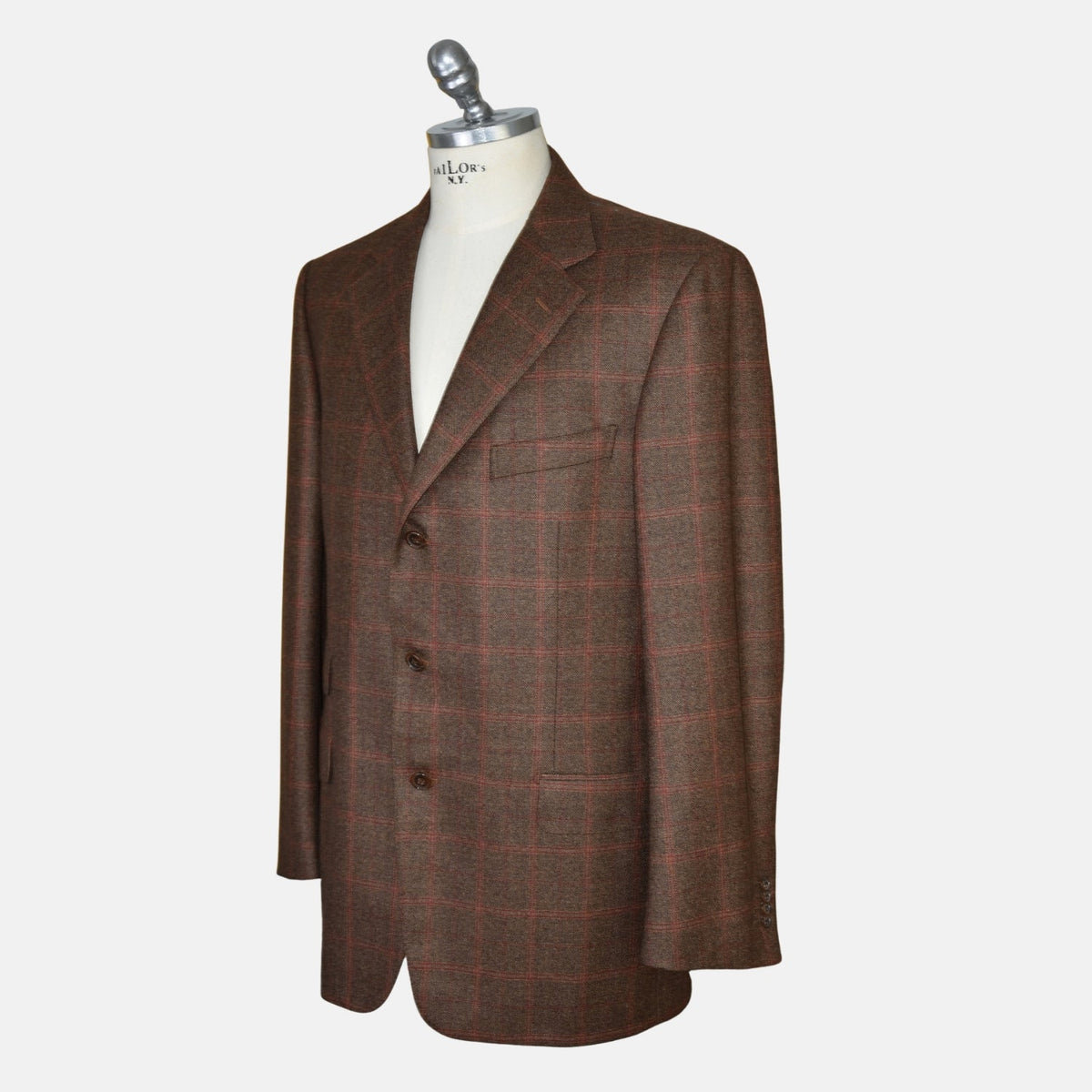 Brown-Red Check Wool Blazer