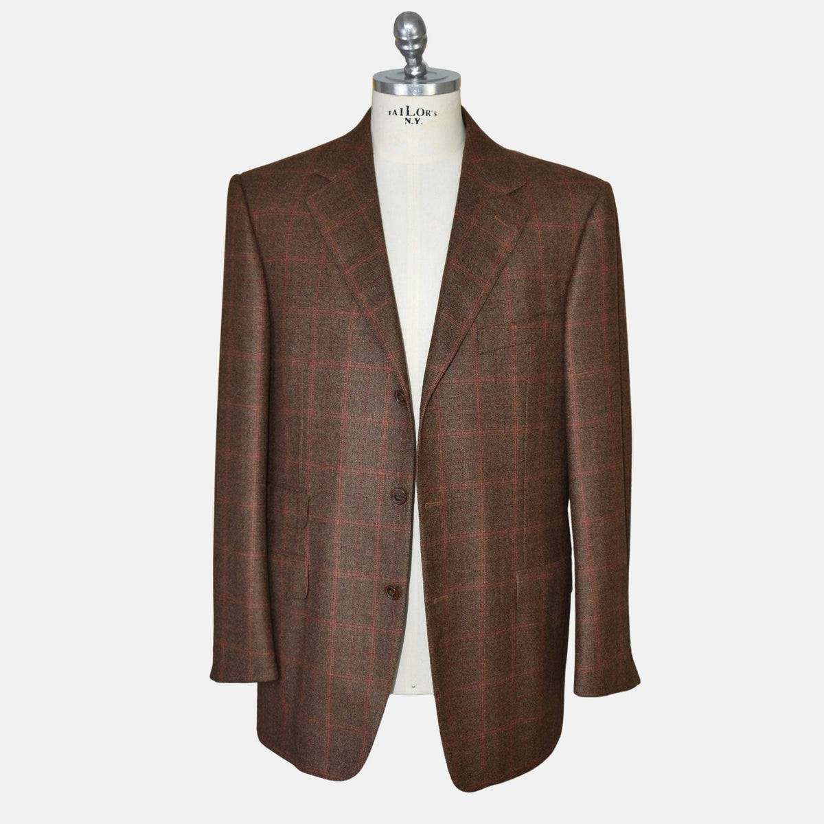 Brown-Red Check Wool Blazer