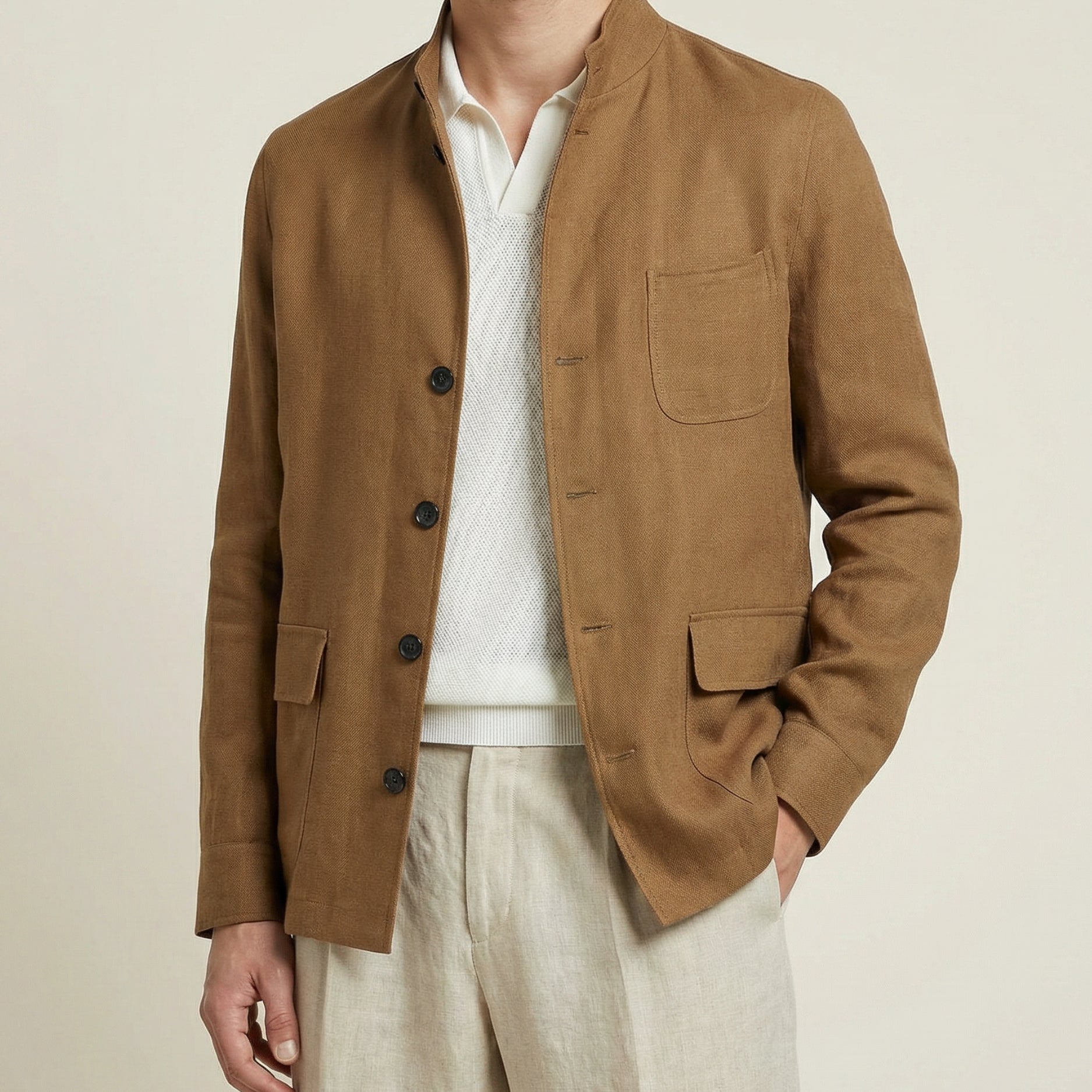 Brown Jacket made of Silk/Linen (EU 48)