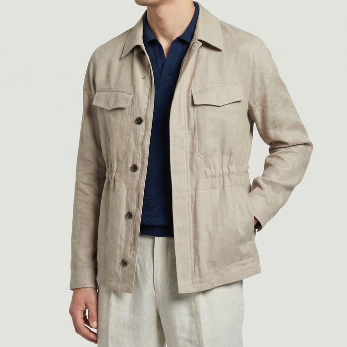 Ecru Jacket made of Linen/Leather Details (EU 48)