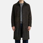 Brown Down Coat made of Nubuck Leather (EU 50)