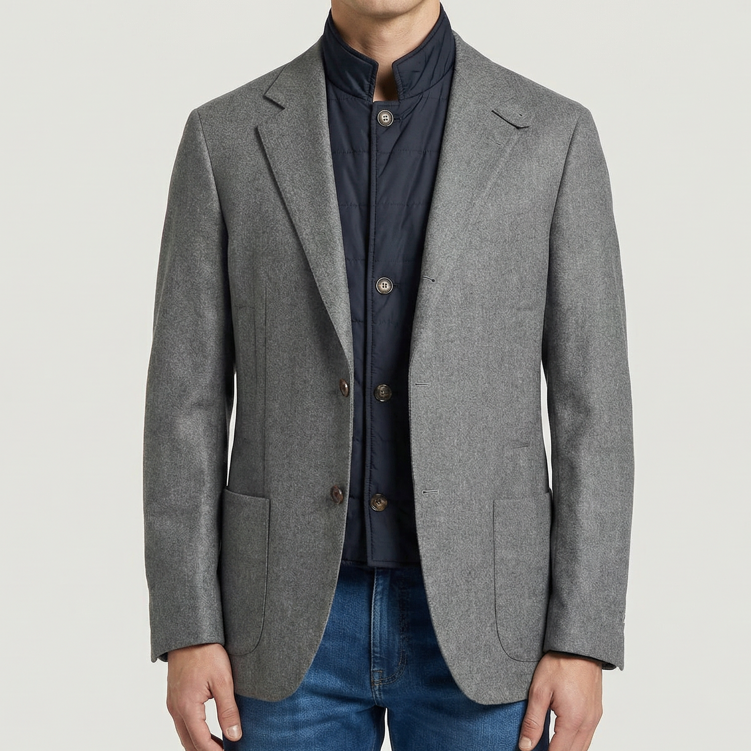 Grey Blazer with removable Vest made of Wool/Cashmere (EU 48)