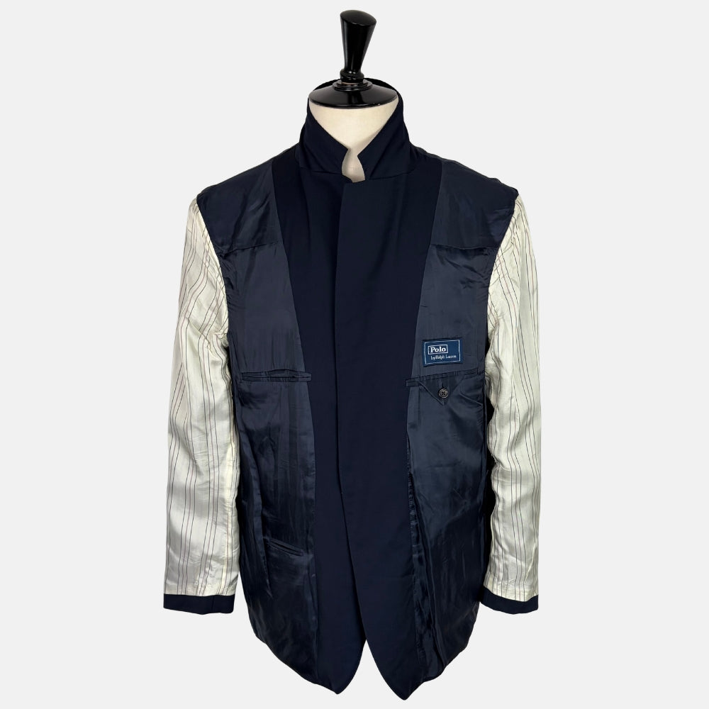 Wool Blazer Navy Gold Buttons