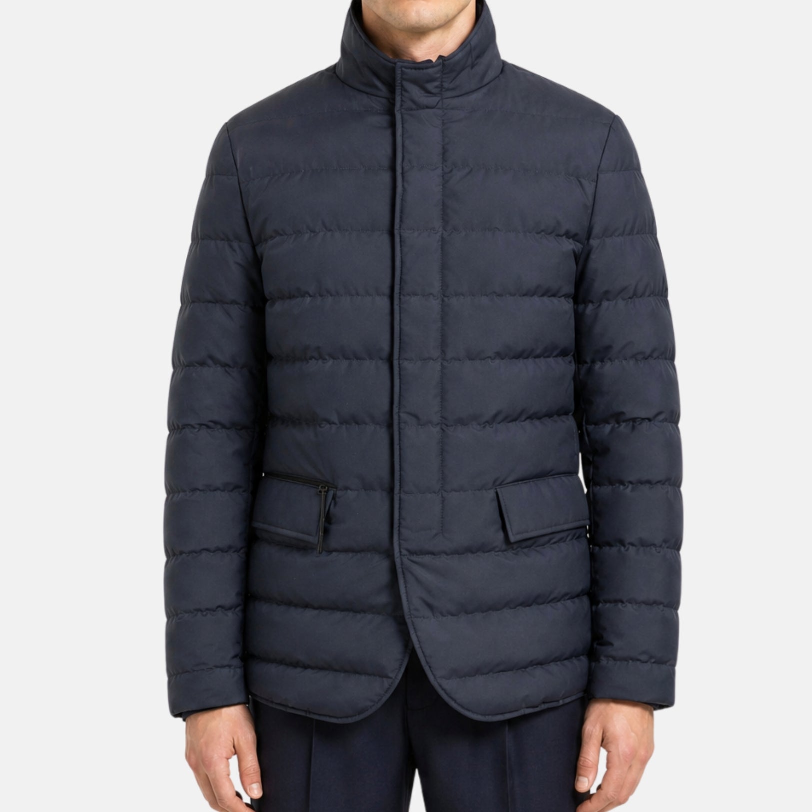 Navy Jacket made of Polyester/Leather Details (EU 50)