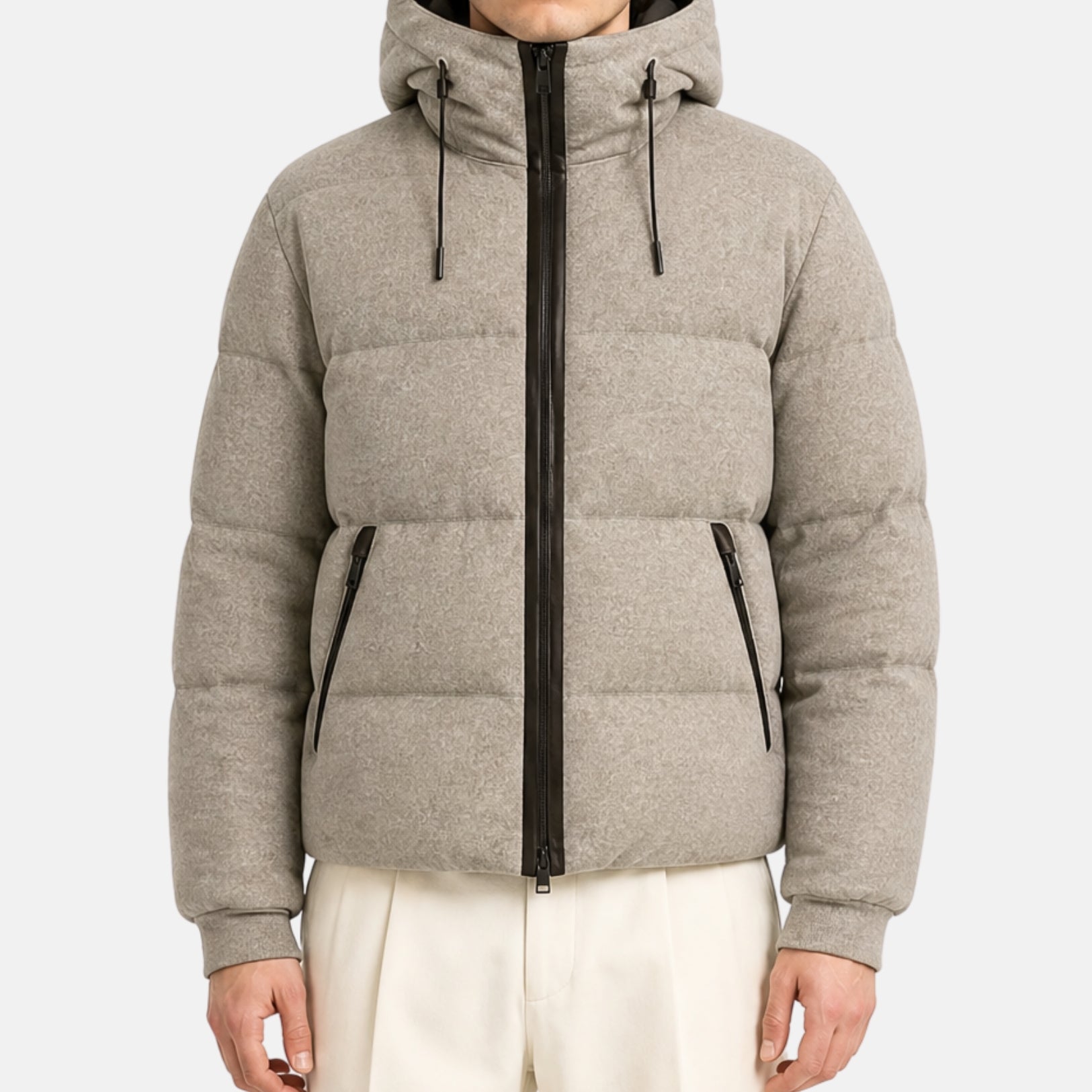 Greige Down Bomber Jacket made of Cashmere (EU 48)