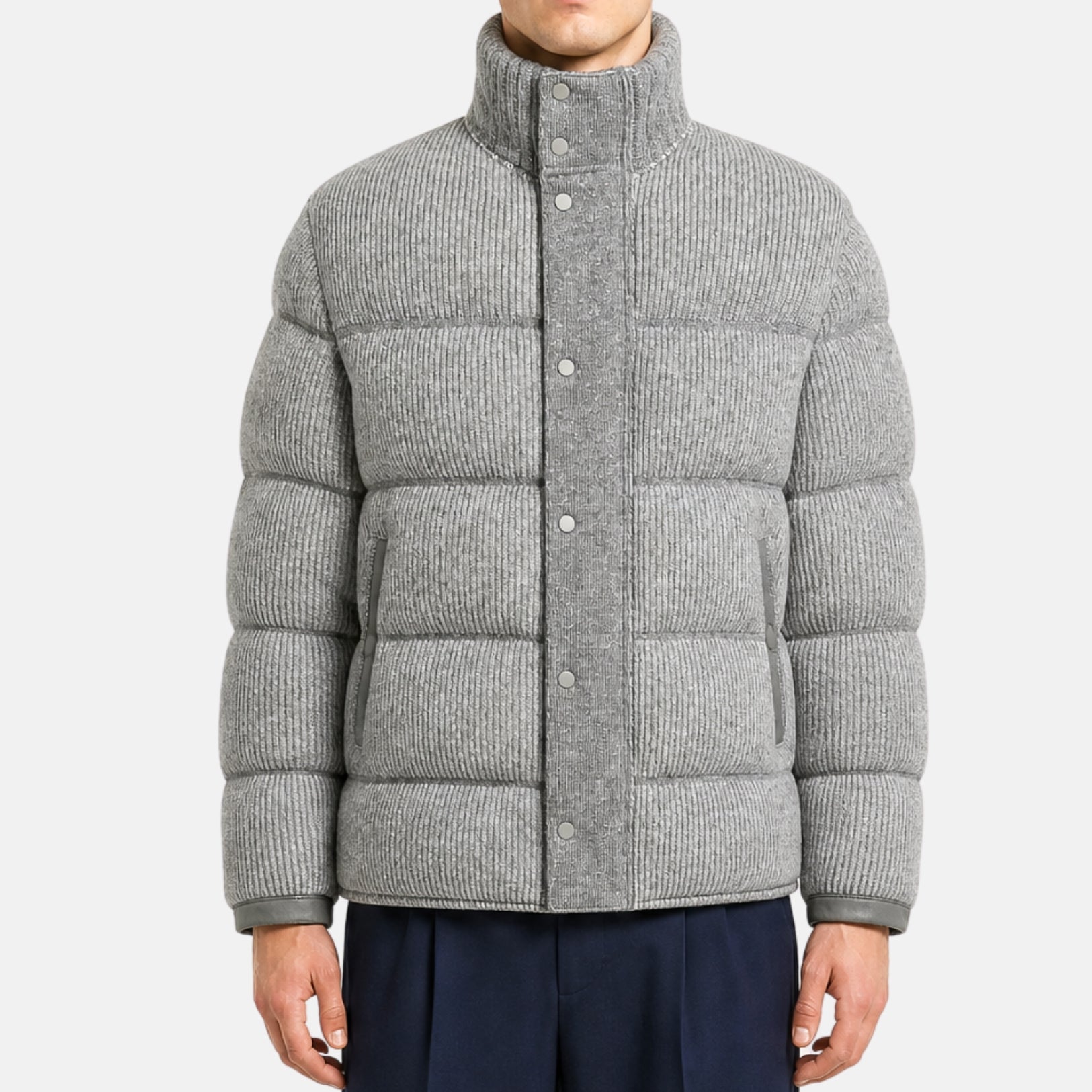 Grey Bomber Jacket made of Cashmere/Leather Details (EU 48)