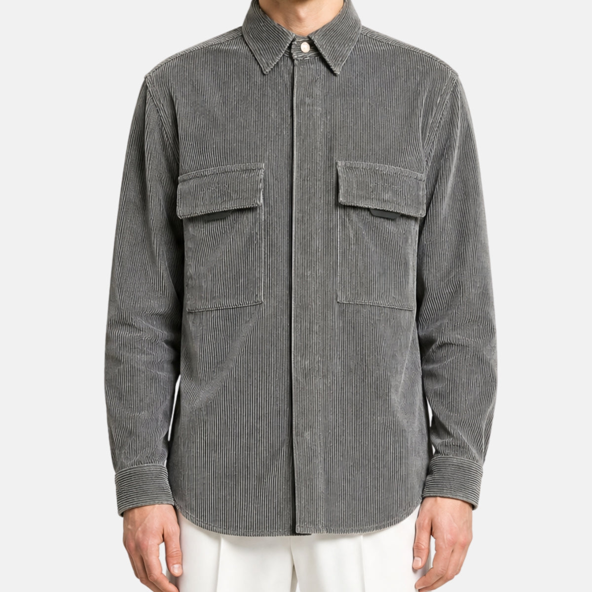 Graues Overshirt aus Baumwolle/Kaschmir (M)