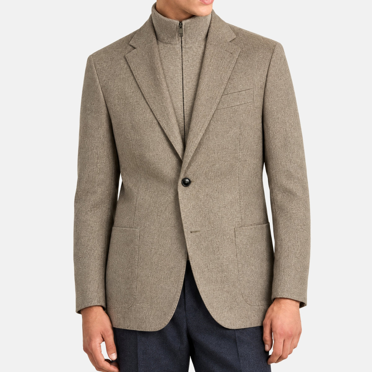 Zegna Oasi Cashmere Jacket with Removable Vest Insert Sand (EU 50)
