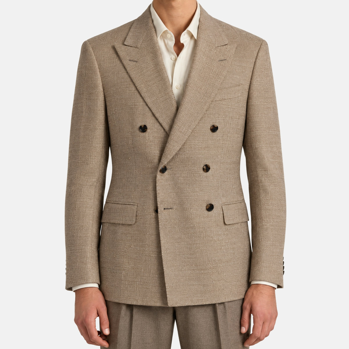 Loro Piana Lotus Flower Double-Breasted Jacket Beige (EU 54)