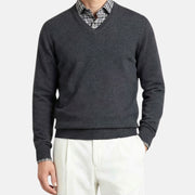 Grey V-Neck Cashmere Sweater (EU 46)
