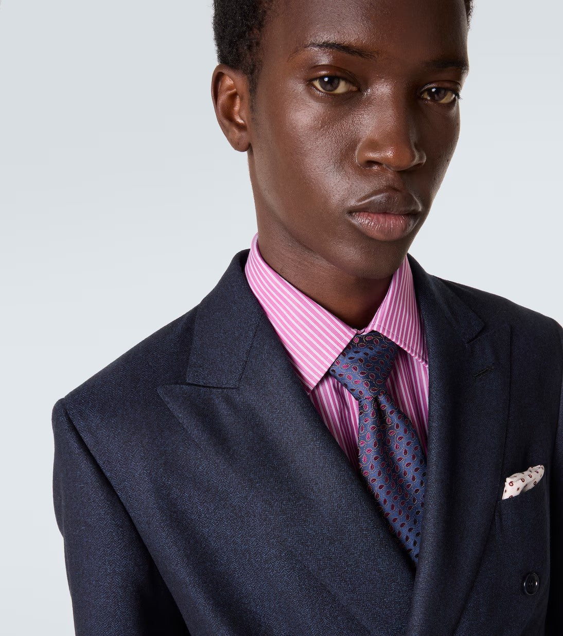 Striped Charvet shirt with a silk tie