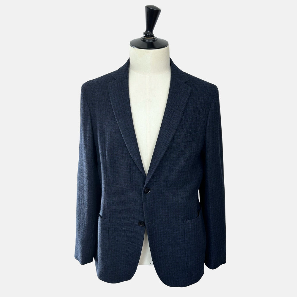 Navy Patterned Blazer made of Wool/Linen/Cashmere (EU 54)